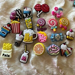Jibbitz Charms for crocs, food and beverages set of 20. They are new.